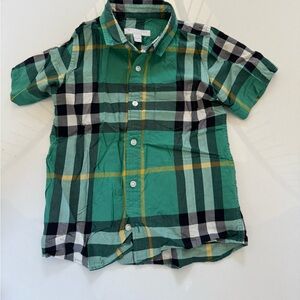 Burberry Kids Green and Yellow Plaid Shirt